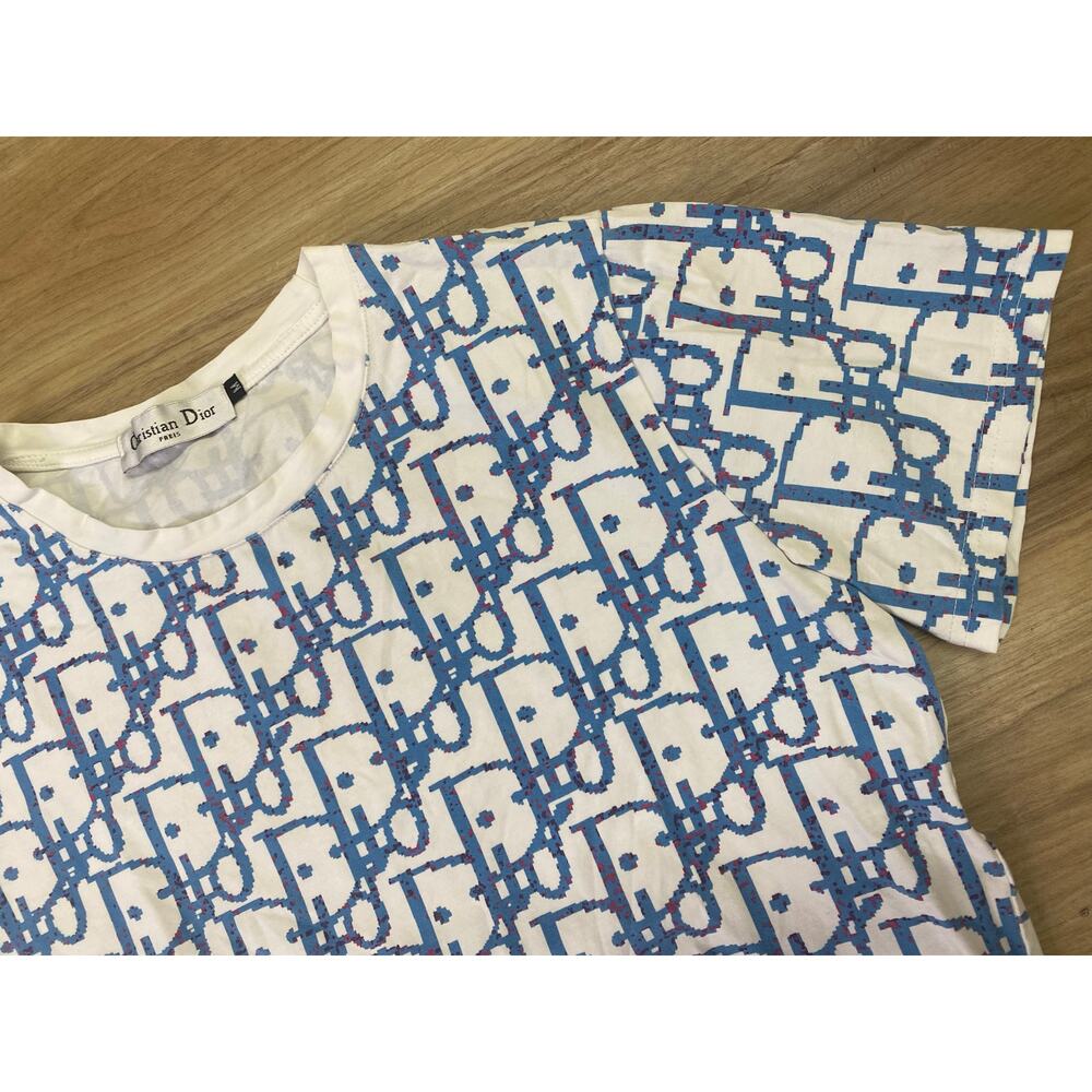 Women Christian Dior Paris France logo spell-out all over graphic t-shirt, M - Picture 2 of 6